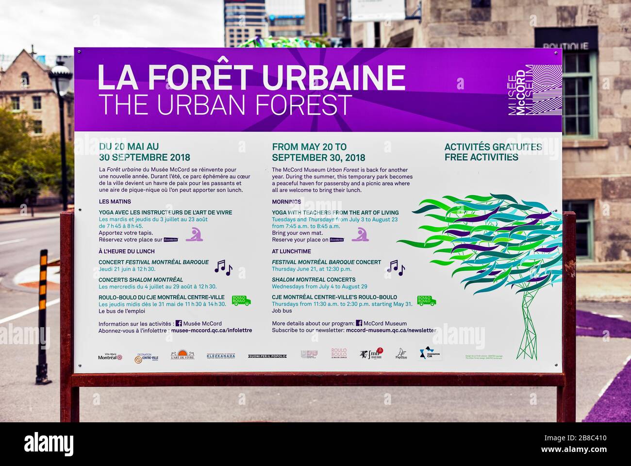 Giugno, 2018 - Montreal, Canada: Il cartello del McCord Museum o foresta urbana a Montreal, Quebec, Canada. Foto Stock