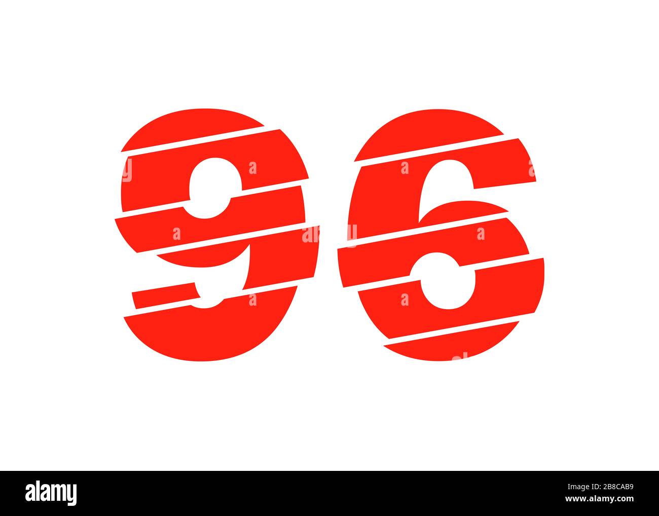 Illustrazione vettoriale di Modern Red 96 Number Design. Stile flat line alla moda di numerale vettoriale. Modello di illustrazione di elementi vettoriali per Web Design o Greeti Foto Stock