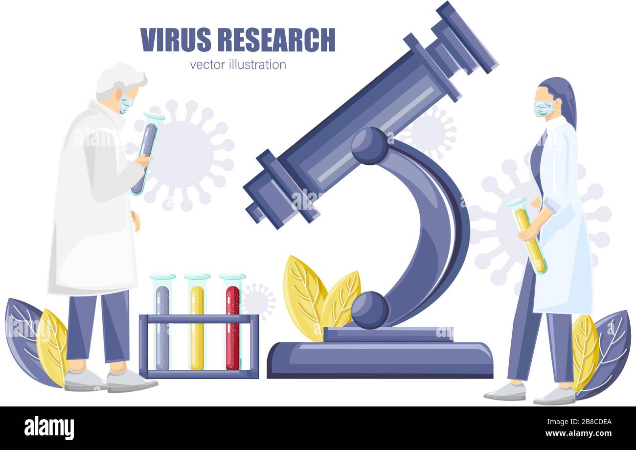 Ricerca sul virus Corona. Il medico analizza i dati. Laboratorio di clinique medico illustrazione vettoriale Illustrazione Vettoriale