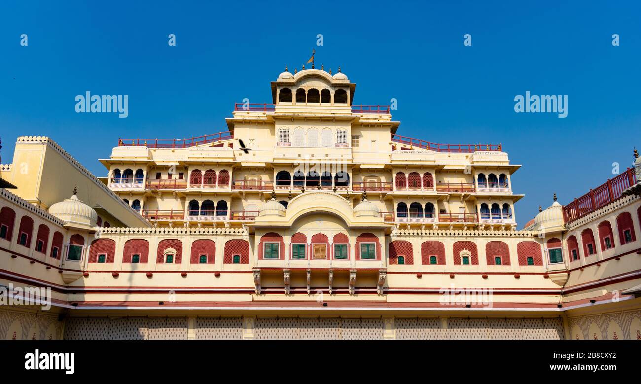 Jaipur, Rajasthan, India - Gennaio 5 2020 - Chandra Mahal al Palazzo della città a Jaipur Foto Stock