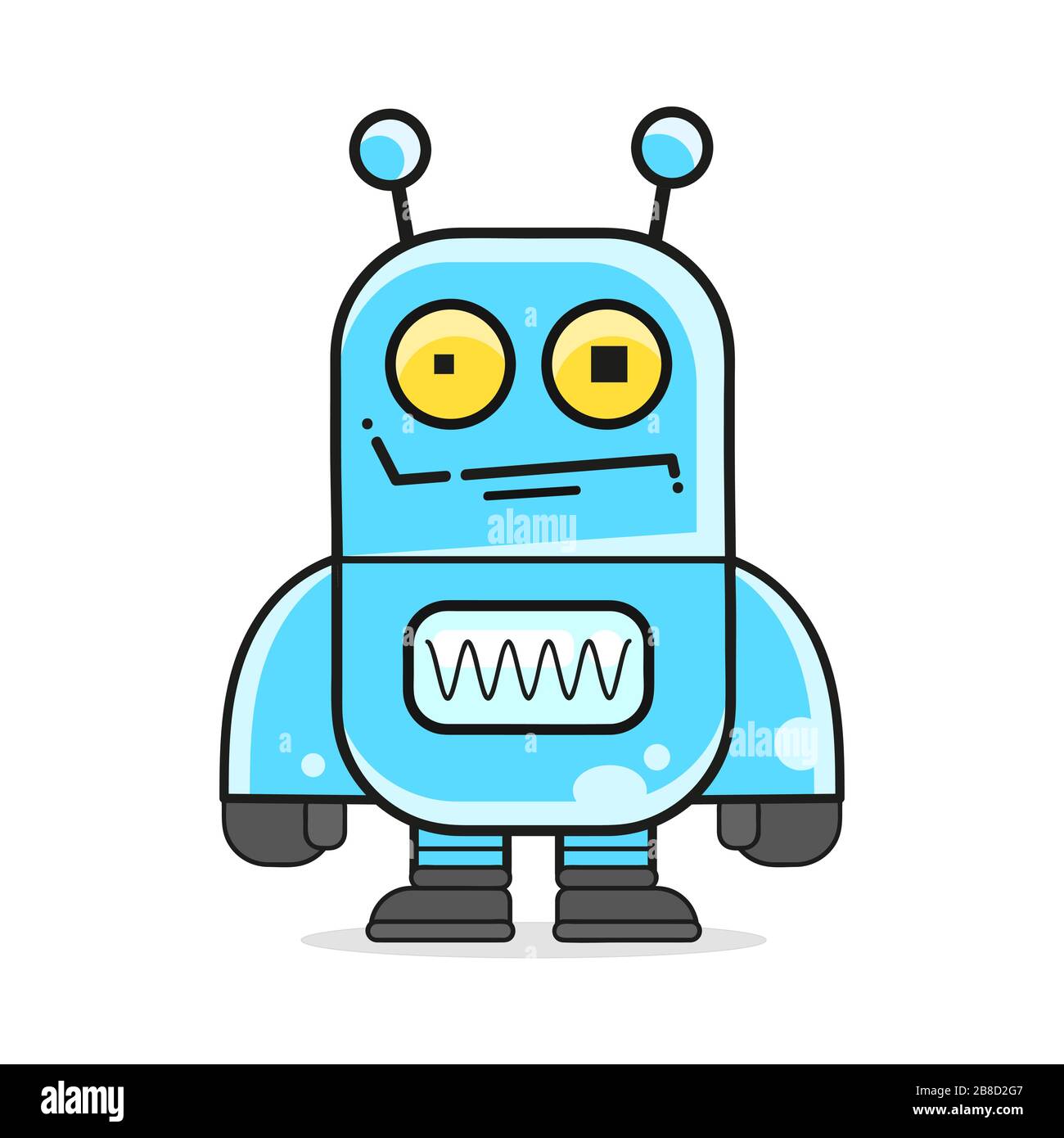 Illustrazione del robot Android blu-compatibile con due antenne cartoon vettoriale Illustrazione Vettoriale