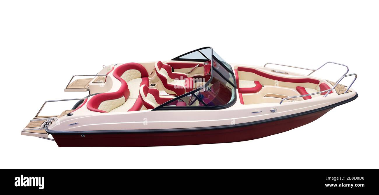 imbarcazione a motore di lusso con vista sul bianco Foto Stock