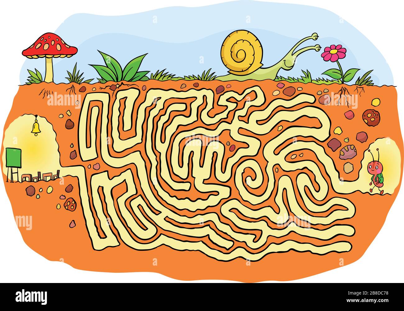 Gioco di labirinto e labirinto puzzle labirinto per bambini e bambini. Semplice, divertente e facile. Illustrazione Vettoriale