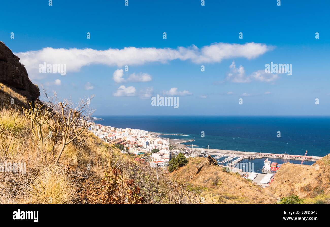 Vista su Santa Cruz de la Palma, la capitale dell'isola di la Palma, Isole Canarie, Spagna Foto Stock