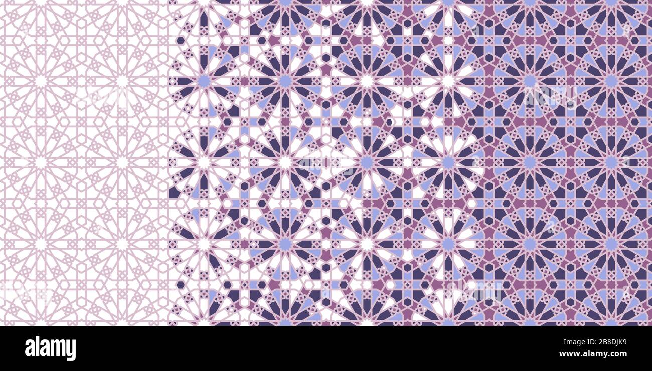 Contorno vettoriale a mosaico arabo-islamico. Illustrazione Vettoriale