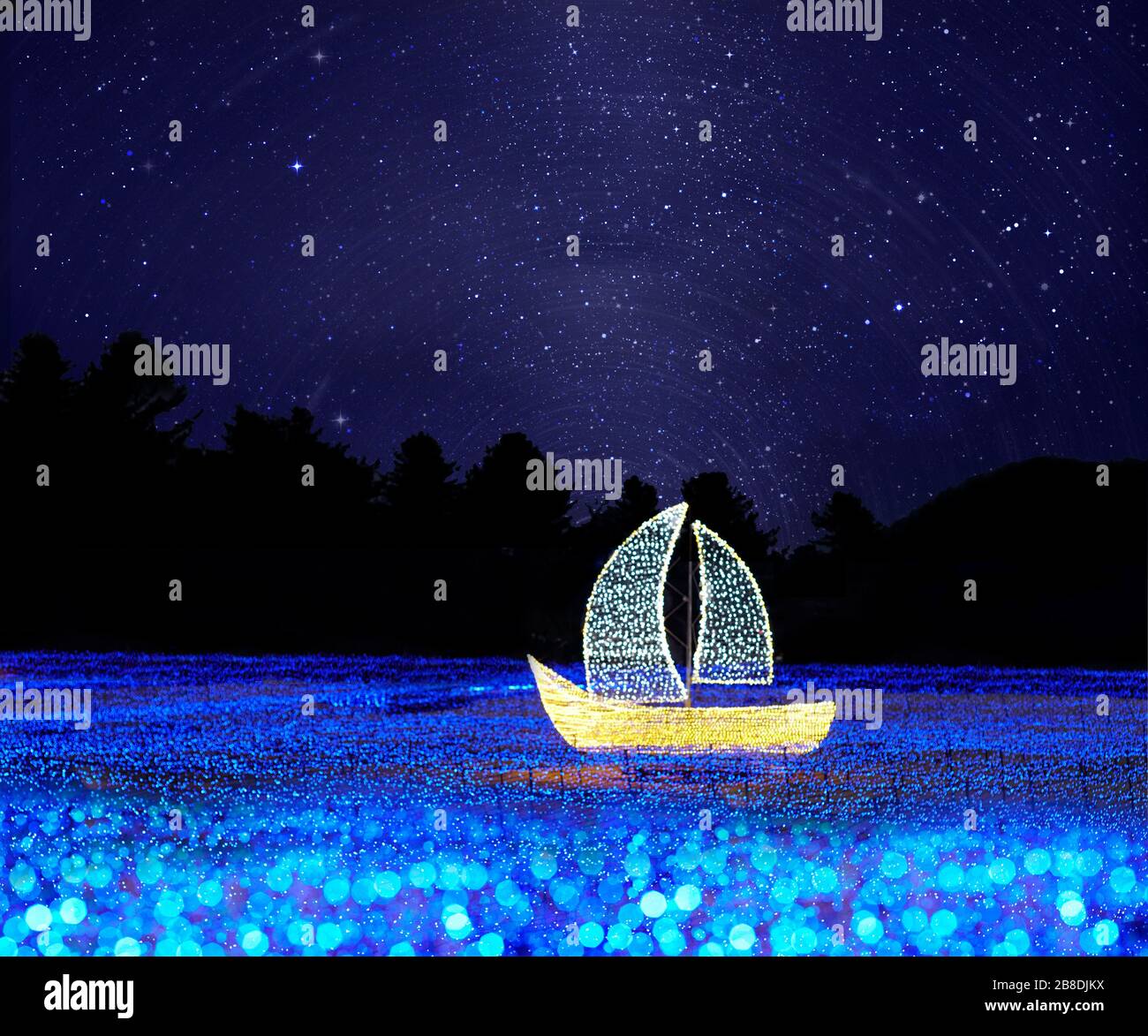 Notte cielo strada lattea luci luce sfondo festival Foto Stock