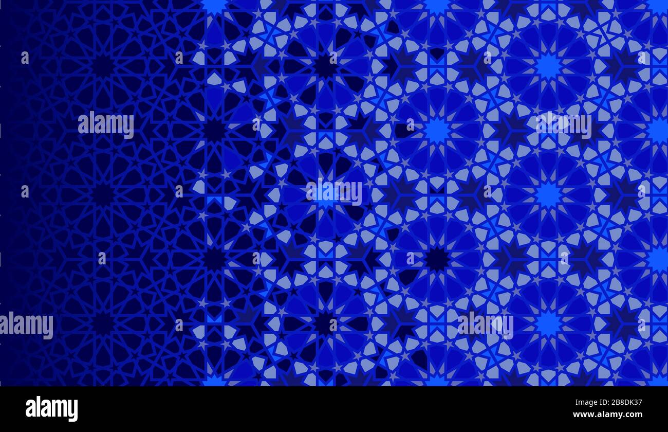 Sfondo vettoriale arabo-islamico blu. Illustrazione Vettoriale