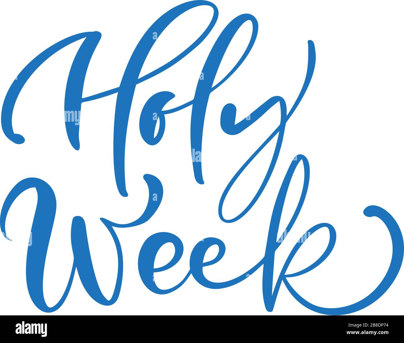 Testo vettoriale calligrafico settimana Santa scritto in bianco su sfondo bianco. Citazione religiosa cristiana prima della Pasqua di Gesù Cristo Illustrazione Vettoriale