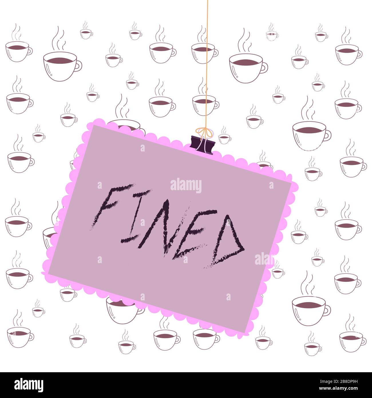 Nota di scrittura con ammenda. Concetto di business per chiarire la birra causando la precipitazione dei sedimenti durante la produzione Stamp stuced Binder clip Square co Foto Stock