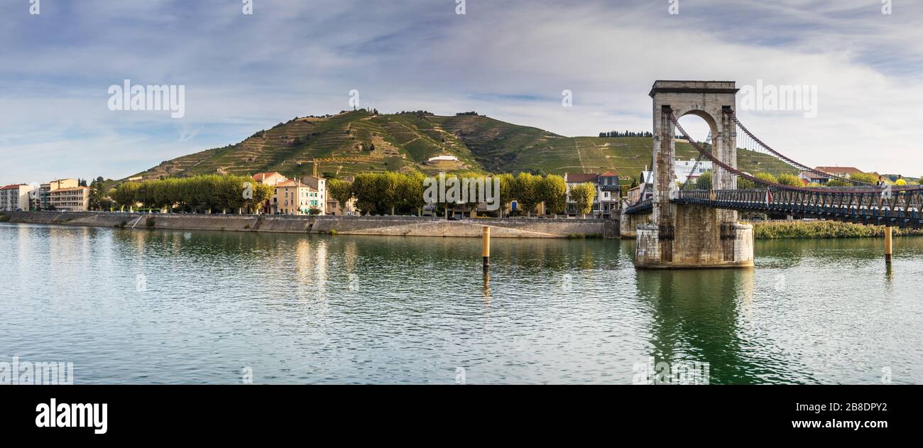 Ponte sospeso sul Rodano, Viviers Francia Foto Stock