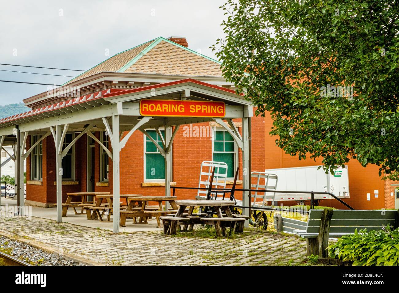 Roaring Spring Railroad Station and Historical Society, 500 Main Street, Roaring Spring, Pennsylvania Foto Stock