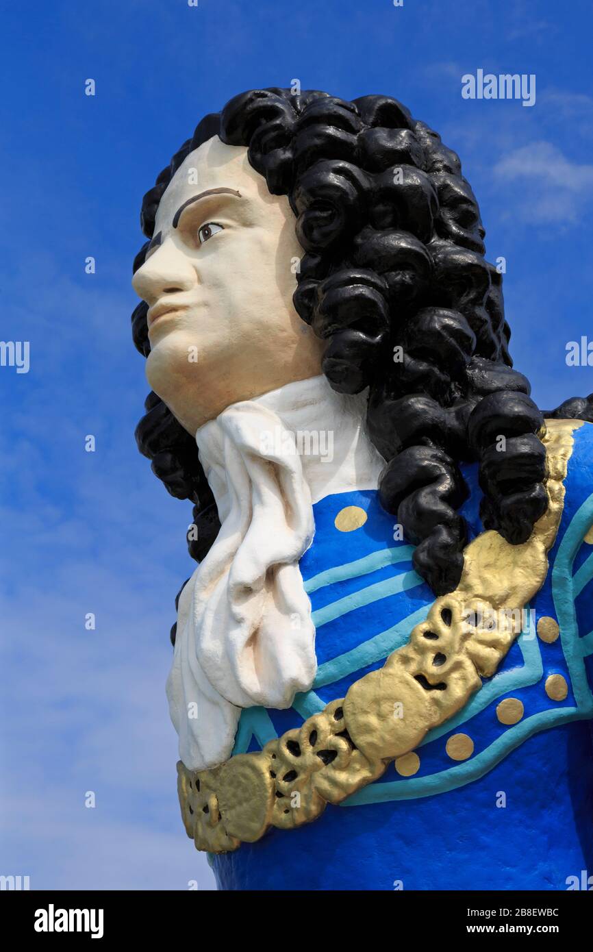 HMS Marlborough Figurehead, Gunwharf Quays, Portsmouth, Hampshire, Inghilterra, Regno Unito Foto Stock