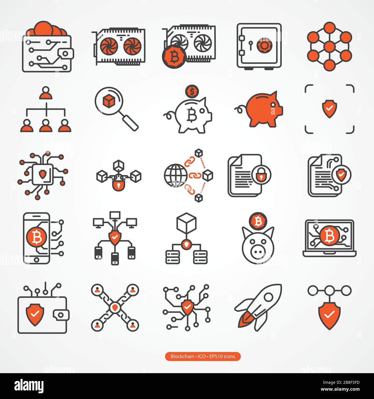 Tecnologia a catena di blocchi, ICO, Crypto business Illustrazione Vettoriale