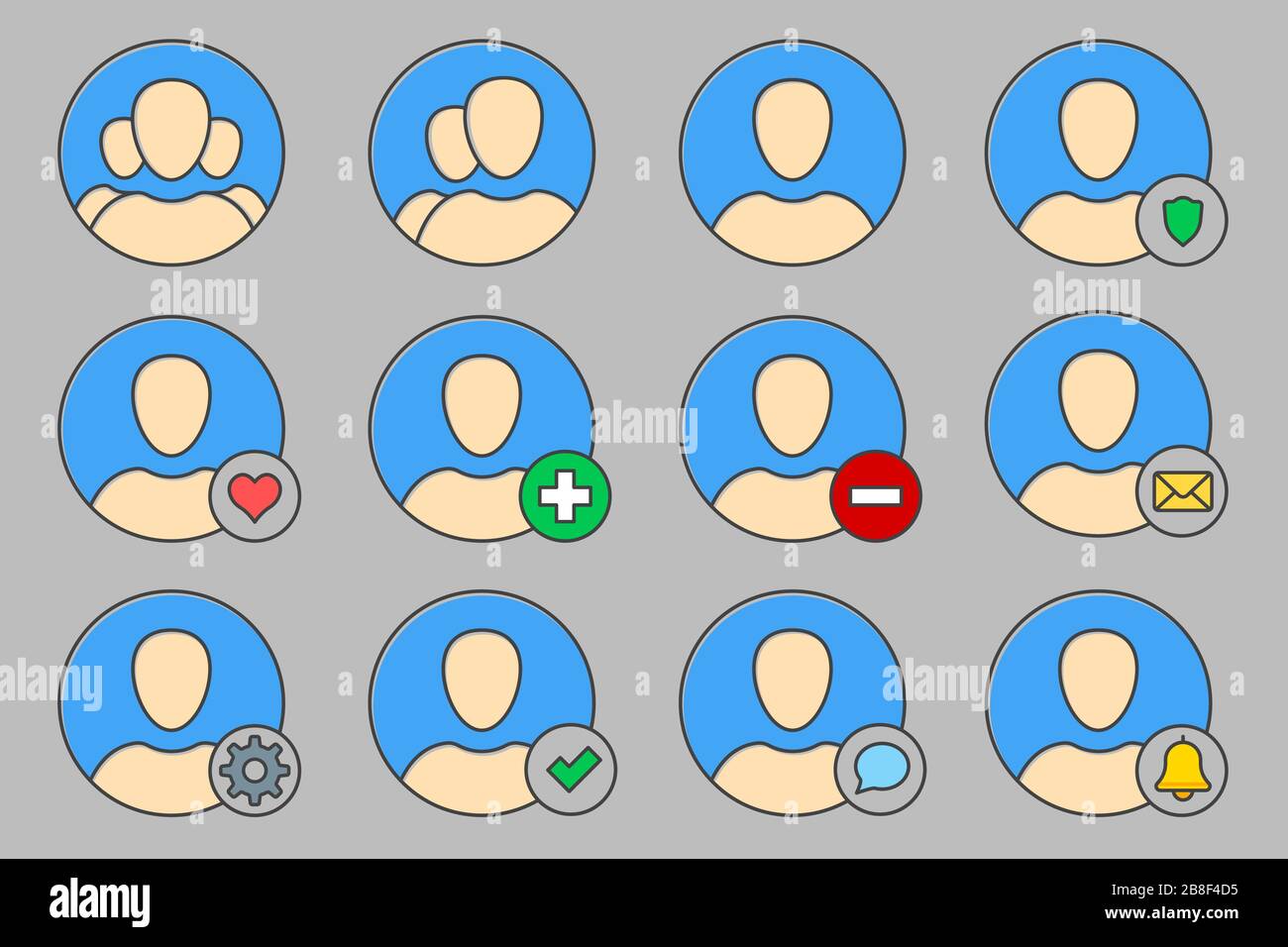 Icona dell'applicazione avatar utente impostata Illustrazione Vettoriale