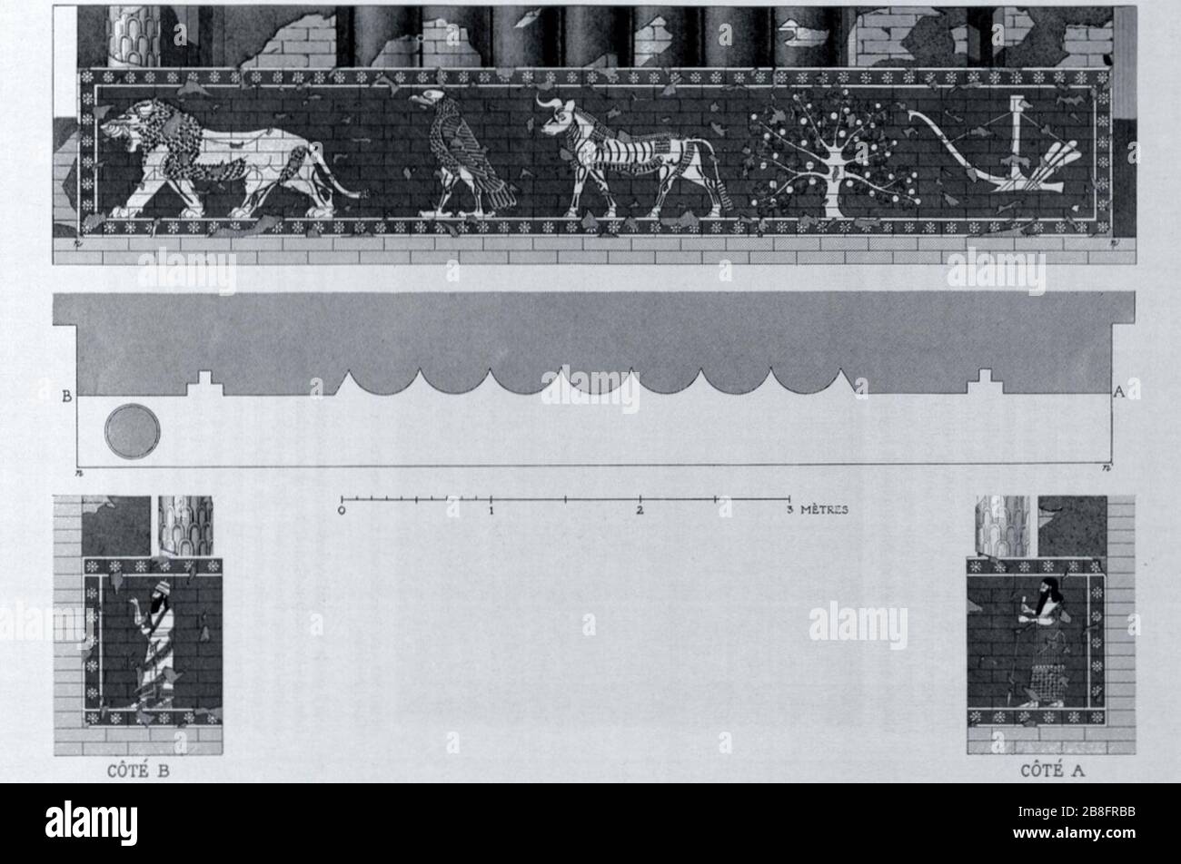 Pannello in mattoni smaltati, Tempio del peccato, Dur-Sharrukin. Foto Stock