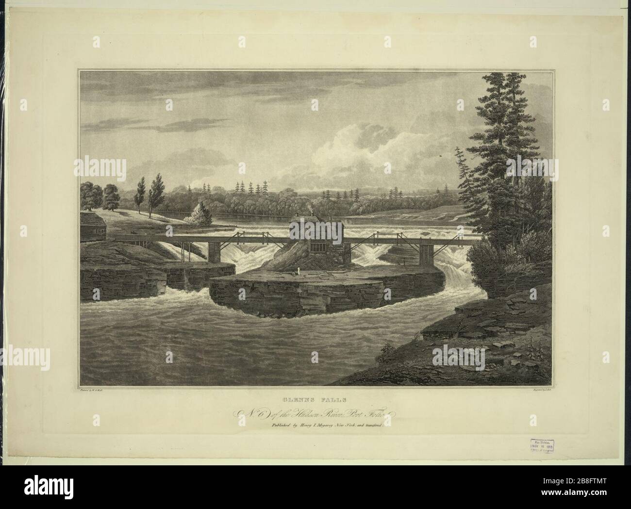 Glenns Falls - dipinto da W.G. Muro; inciso da I. Hill. Foto Stock