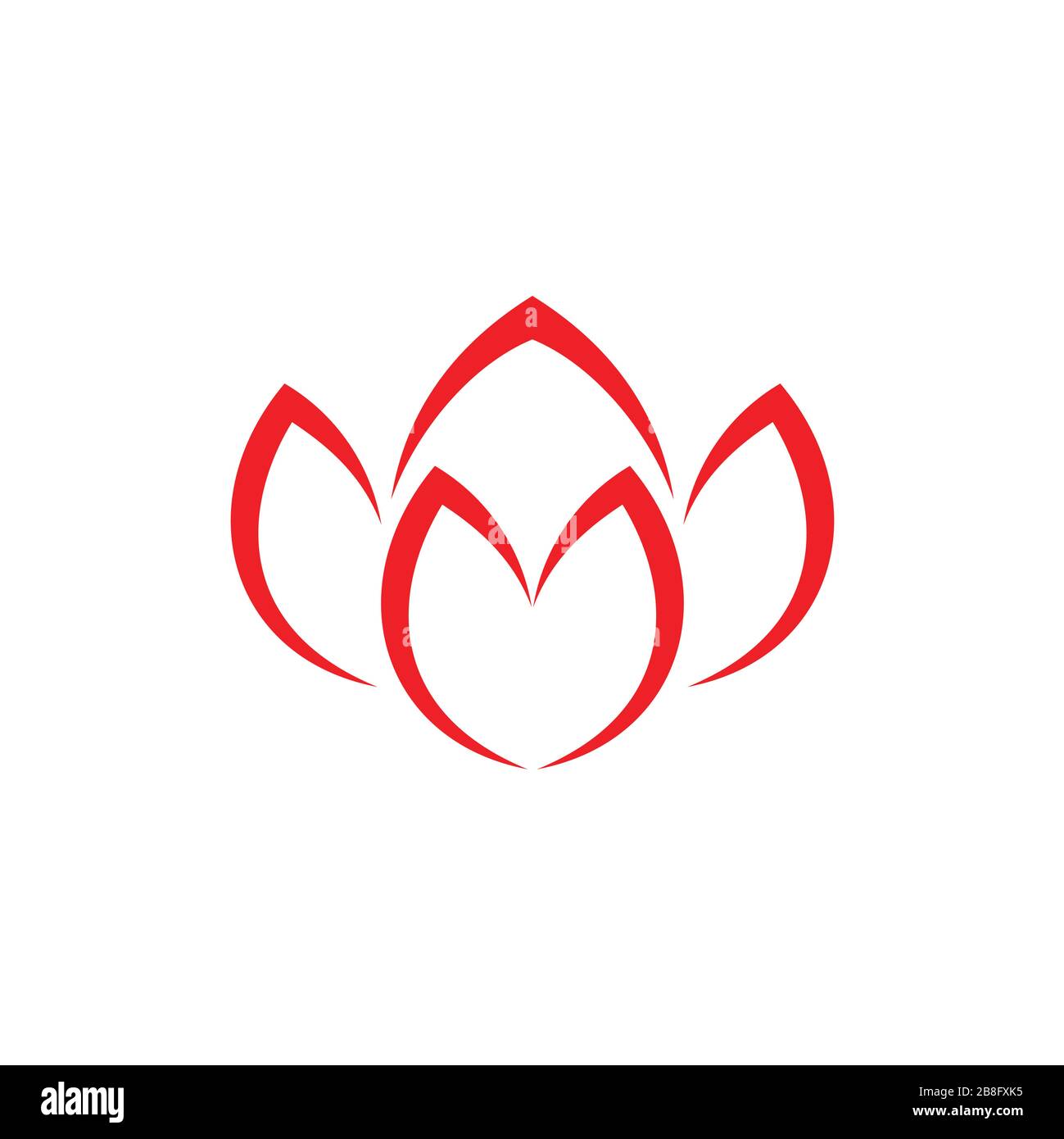 fiore rosso curve semplice disegno logo vettore Illustrazione Vettoriale