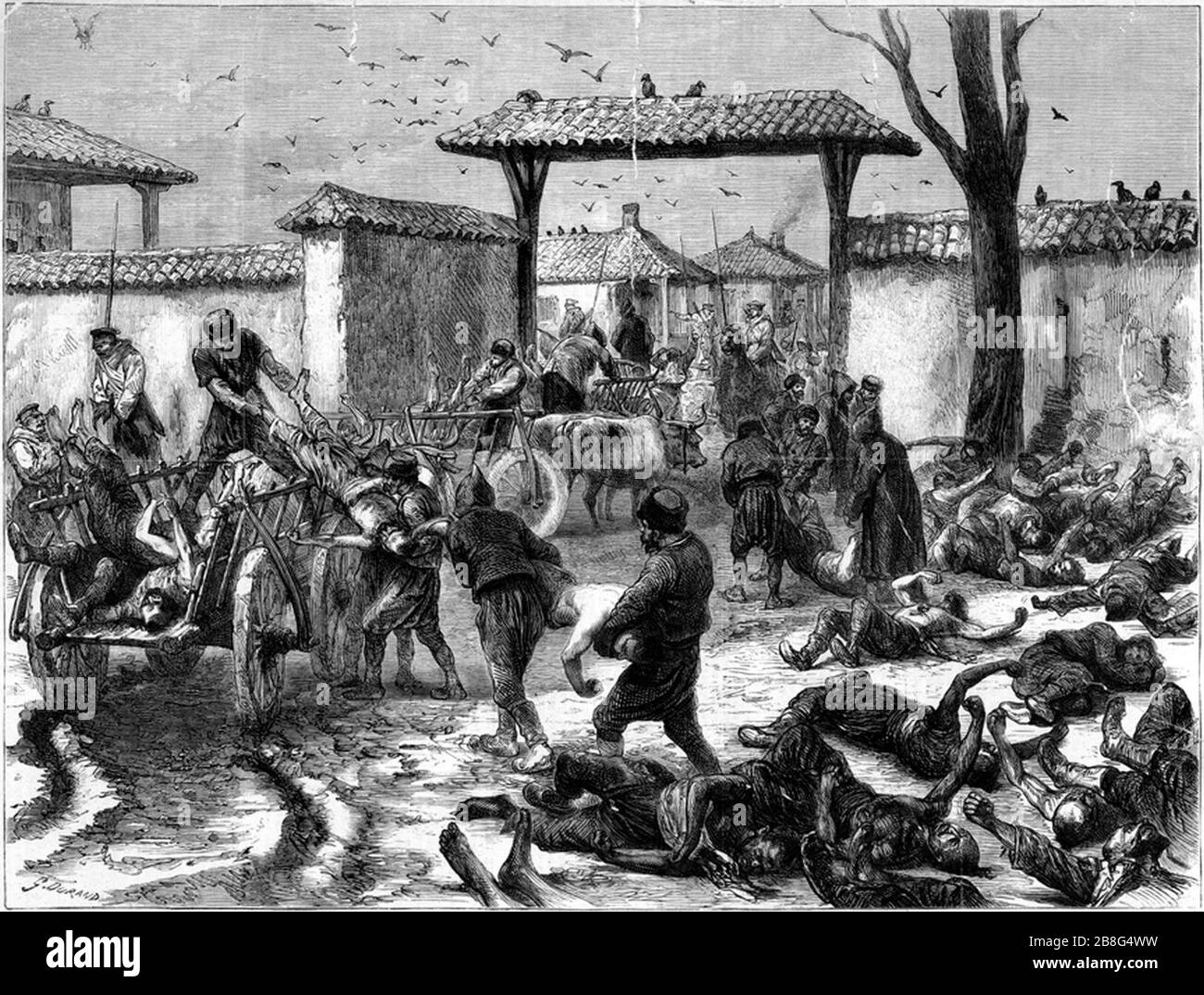 Godefroy Durand - la realtà di guerra-Carting via il vivente e i morti dentro Plevna. Foto Stock