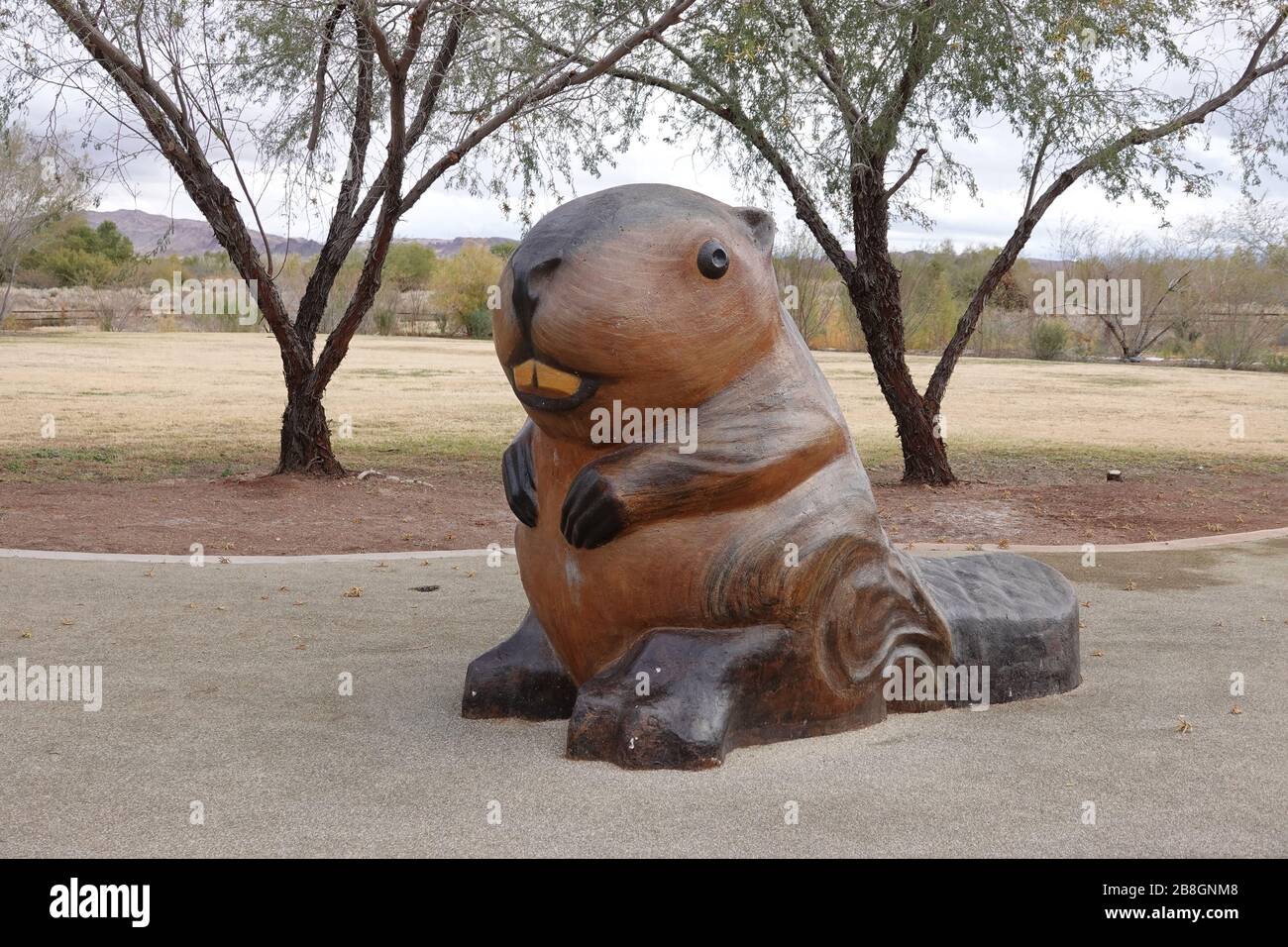 Beaver statua in un parco Foto Stock