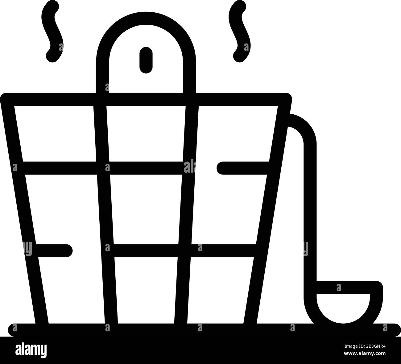 Secchio per un'icona sauna, stile contorno Illustrazione Vettoriale