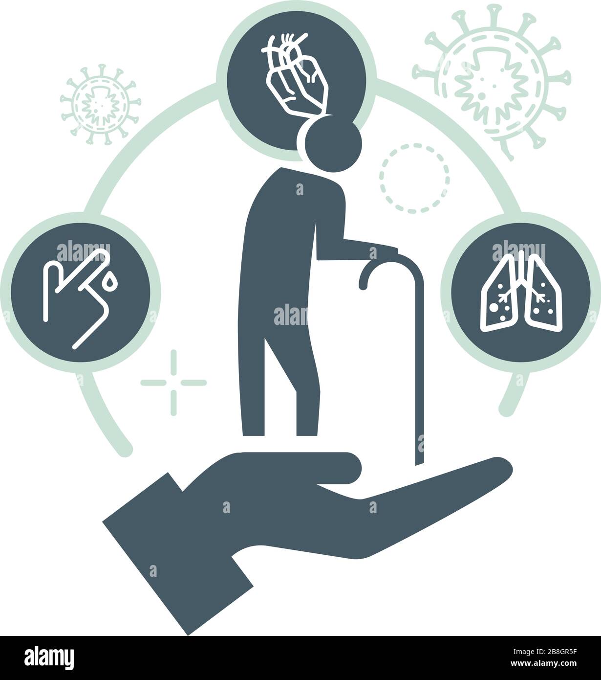 Romanzo Coronavirus - sindrome respiratoria Virus - persone ad alto rischio - Illustrazione come file EPS 10 Illustrazione Vettoriale