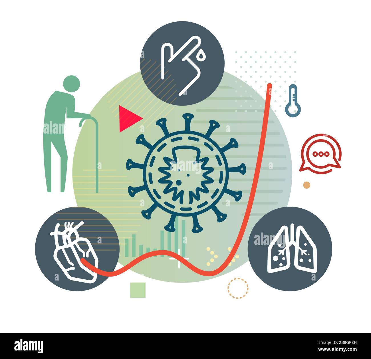 Romanzo Coronavirus - sindrome respiratoria Virus - persone ad alto rischio - Illustrazione come file EPS 10 Illustrazione Vettoriale