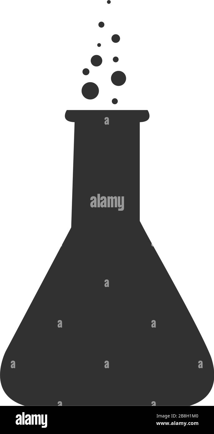 apparecchiatura chimica da laboratorio, icona provetta, icona matraccio da laboratorio. Illustrazione vettoriale in stock isolata su sfondo bianco. Illustrazione Vettoriale