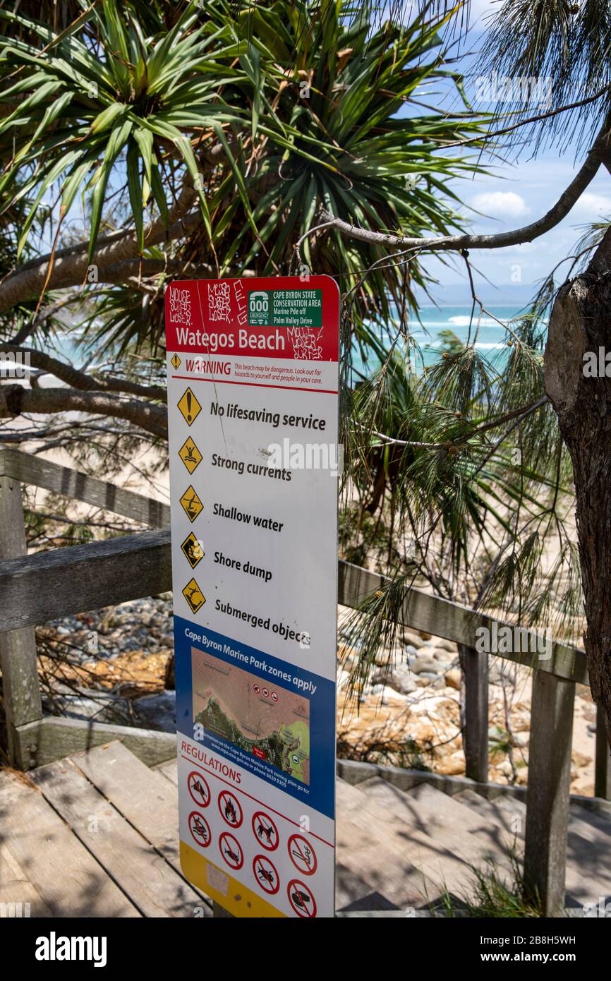 Spiaggia di Wategos a Byron Bay, nel nord del nuovo Galles del Sud, Australia Foto Stock