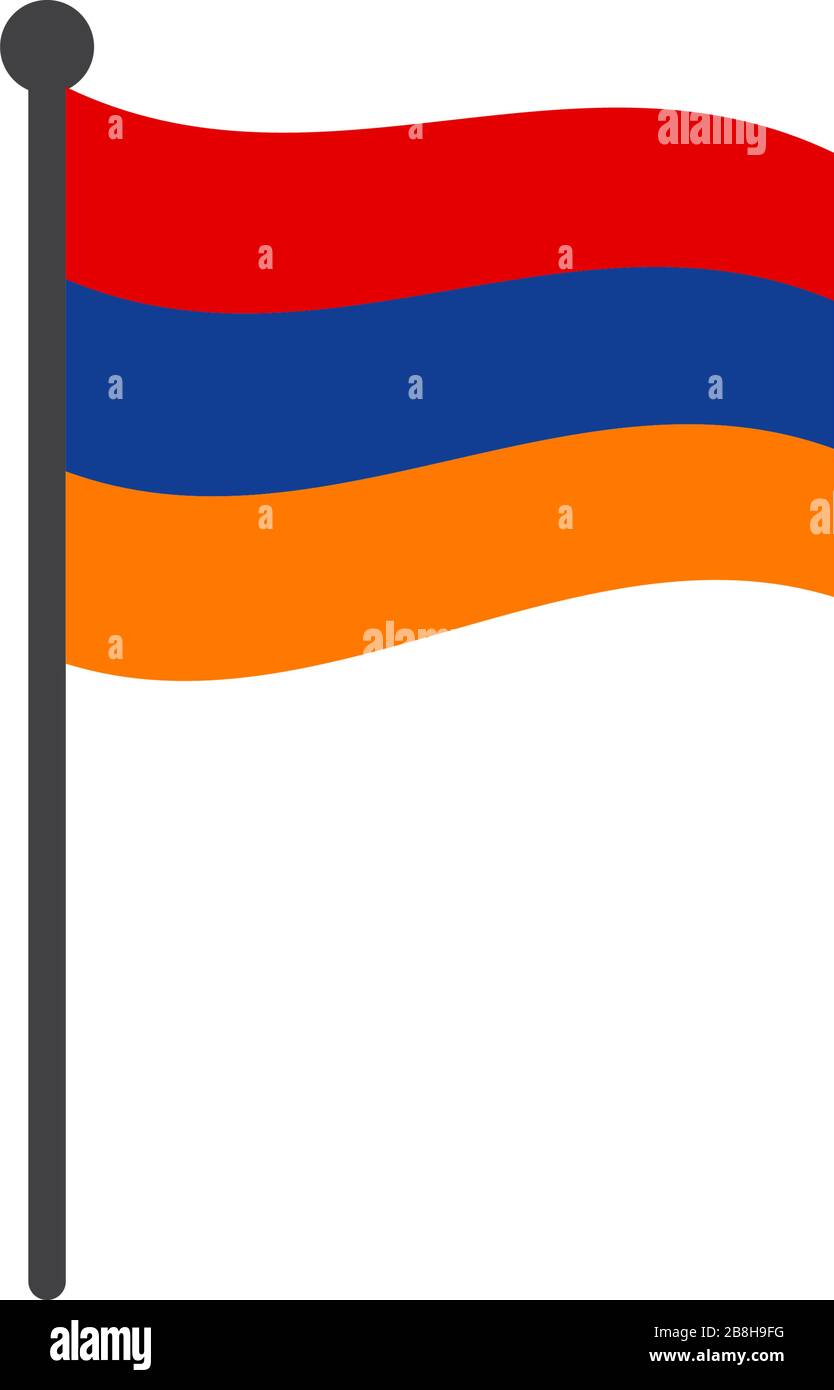 Bandiera dell'armenia con polo icona vettore isolato su sfondo bianco Illustrazione Vettoriale