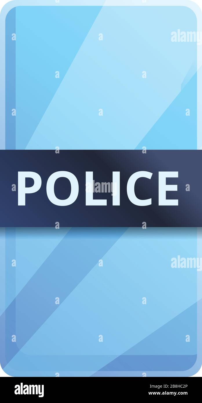 Icona dello scudo di vetro della polizia. Cartoon di vetro di polizia scudo icona vettoriale per web design isolato su sfondo bianco Illustrazione Vettoriale