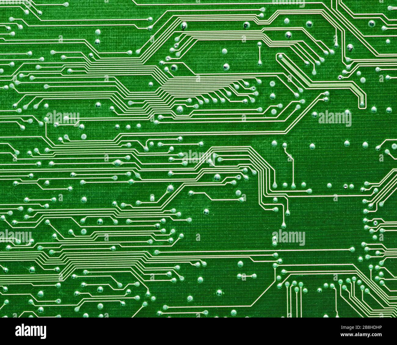 Chiusura del circuito integrato del computer in verde Foto Stock