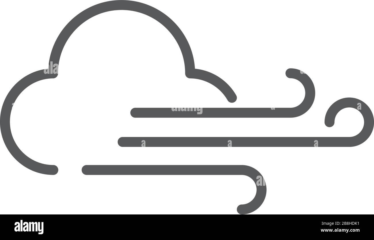 Il vento e la nuvola meteo icona vettore concetto, isolati su sfondo bianco Illustrazione Vettoriale