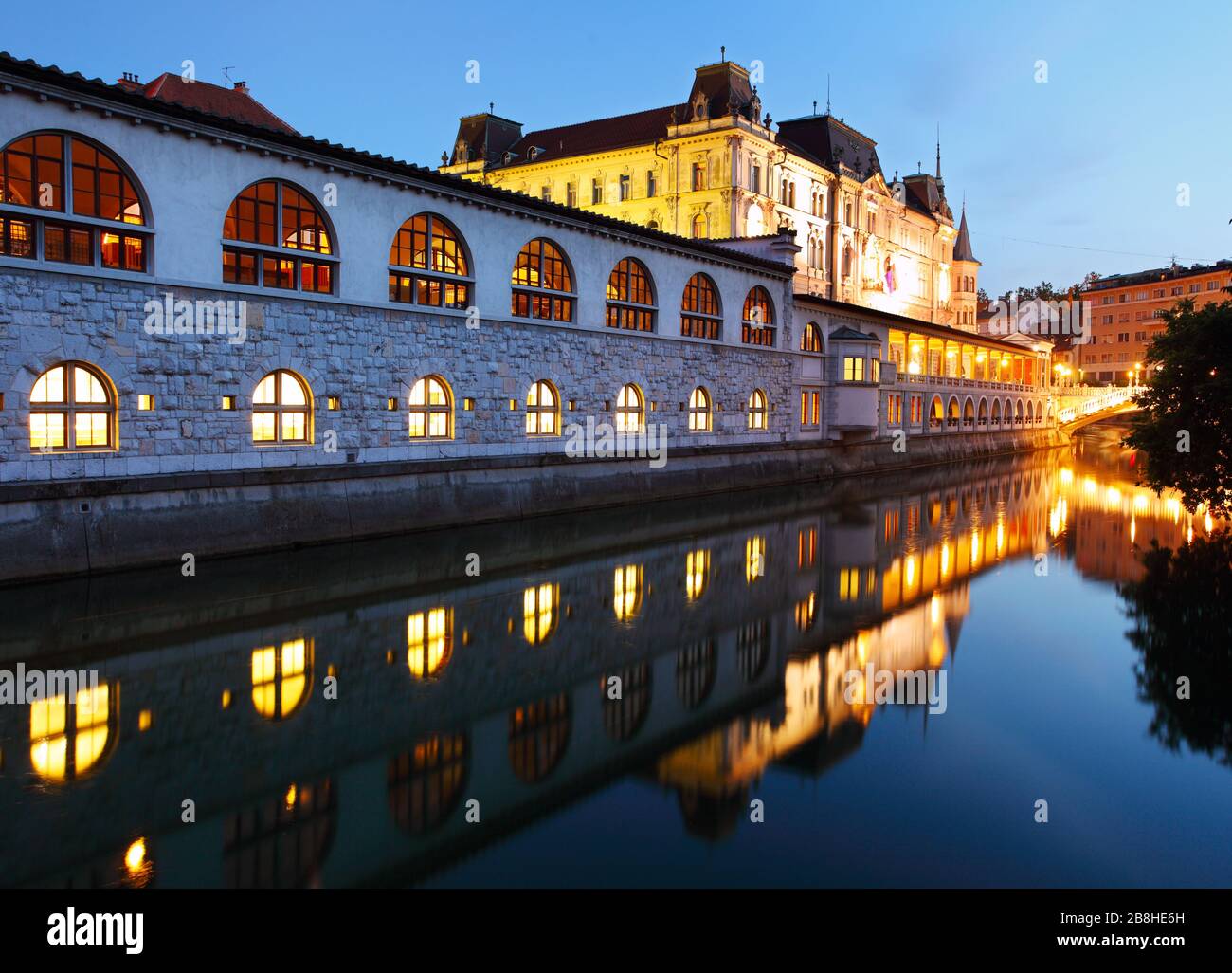 Lubiana di notte Foto Stock