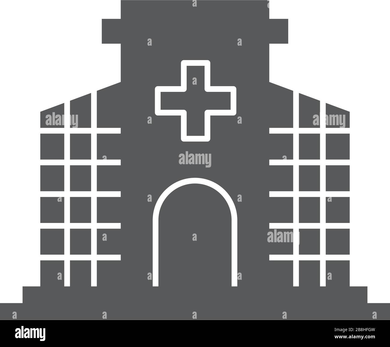 Ospedale icona Vettore, isolato su sfondo bianco Illustrazione Vettoriale