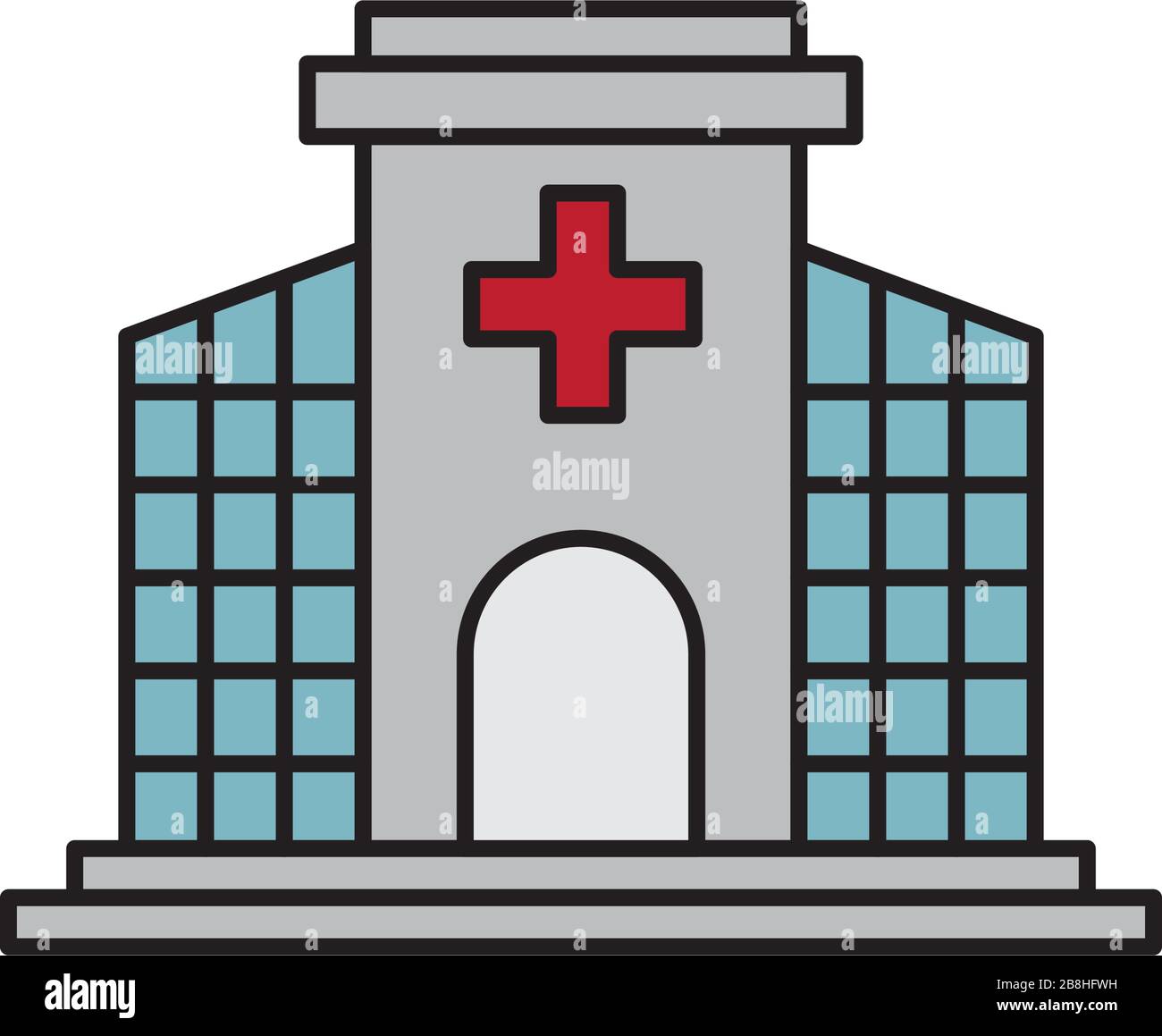 Ospedale icona Vettore, isolato su sfondo bianco Illustrazione Vettoriale
