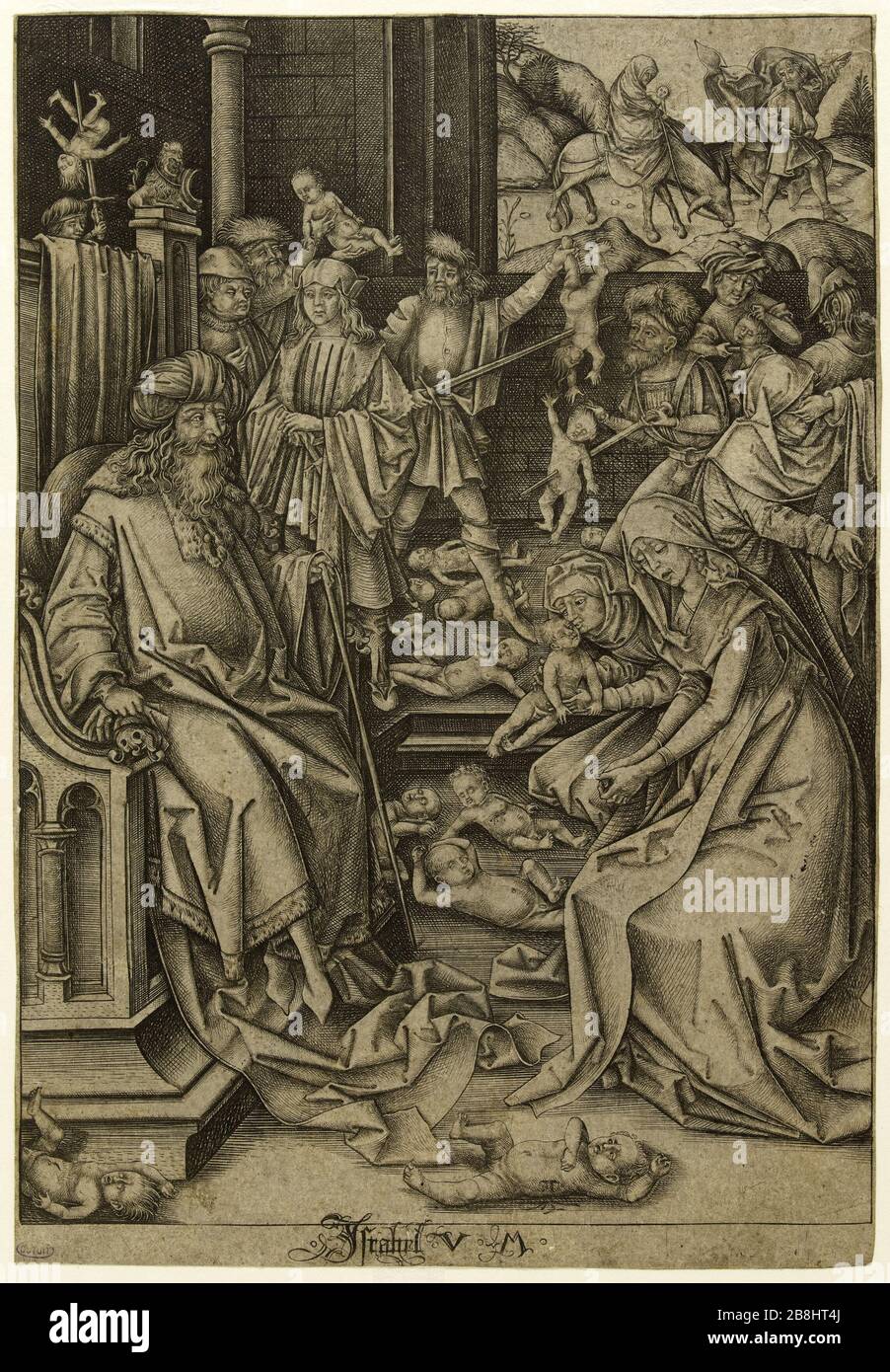 Massacro degli innocenti (Bartsch 38, Hollstein 58) Israël van Meckenem (V.1445-1503). Massacro degli Innoncents (Bartsch 38, Hollstein 58). Burin, XVe siècle. Musée des Beaux-Arts de la Ville de Paris, Petit Palais. Foto Stock