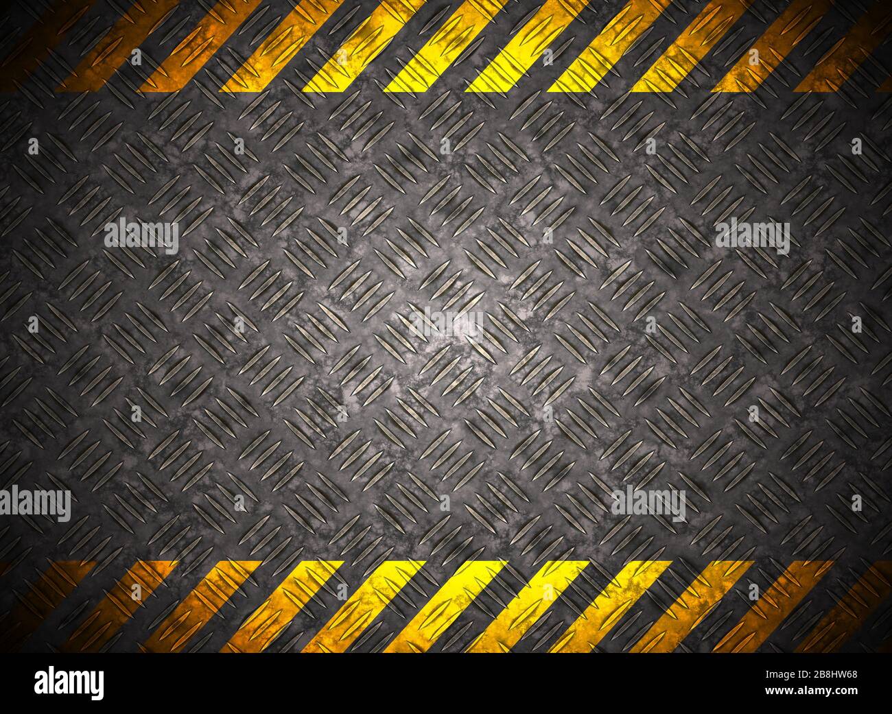 Sfondo di metallo con nastro di avvertenza Foto Stock