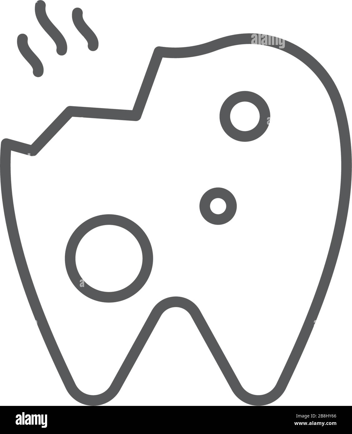 Icona vettore dei denti decaduto simbolo malattia dentale isolato su sfondo bianco Illustrazione Vettoriale