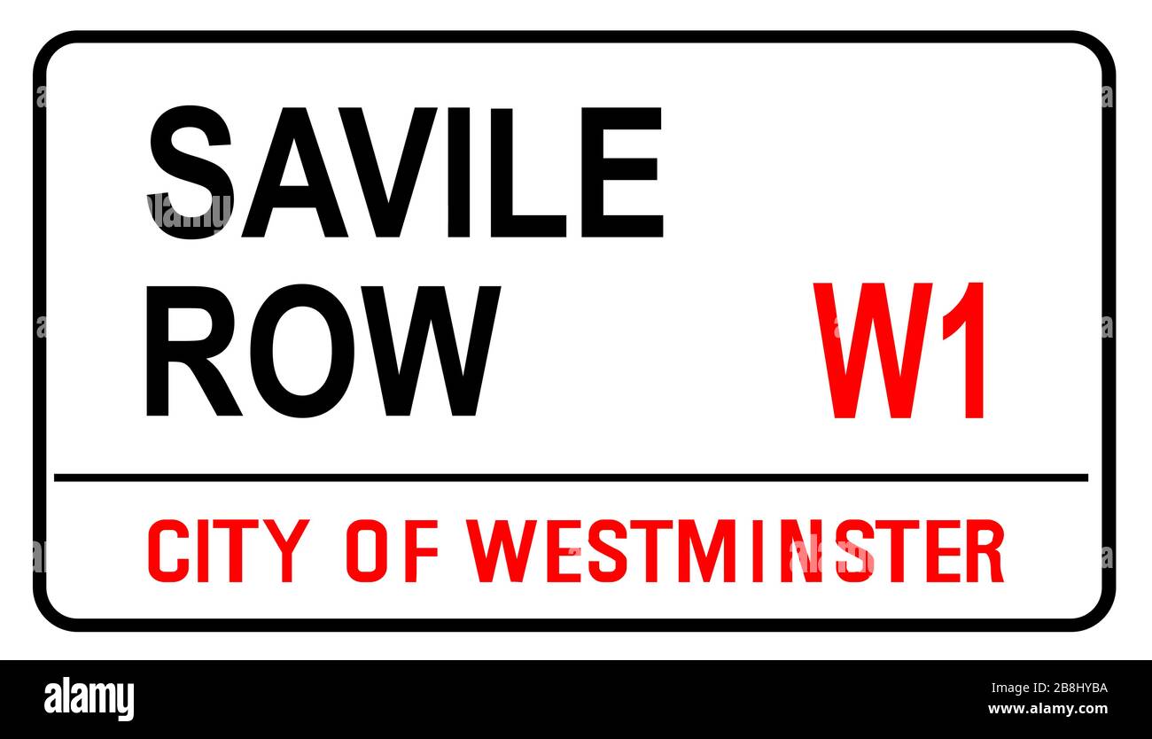 Il nome della strada da Savile Row il famoso cartello stradale a Londra Inghilterra Illustrazione Vettoriale