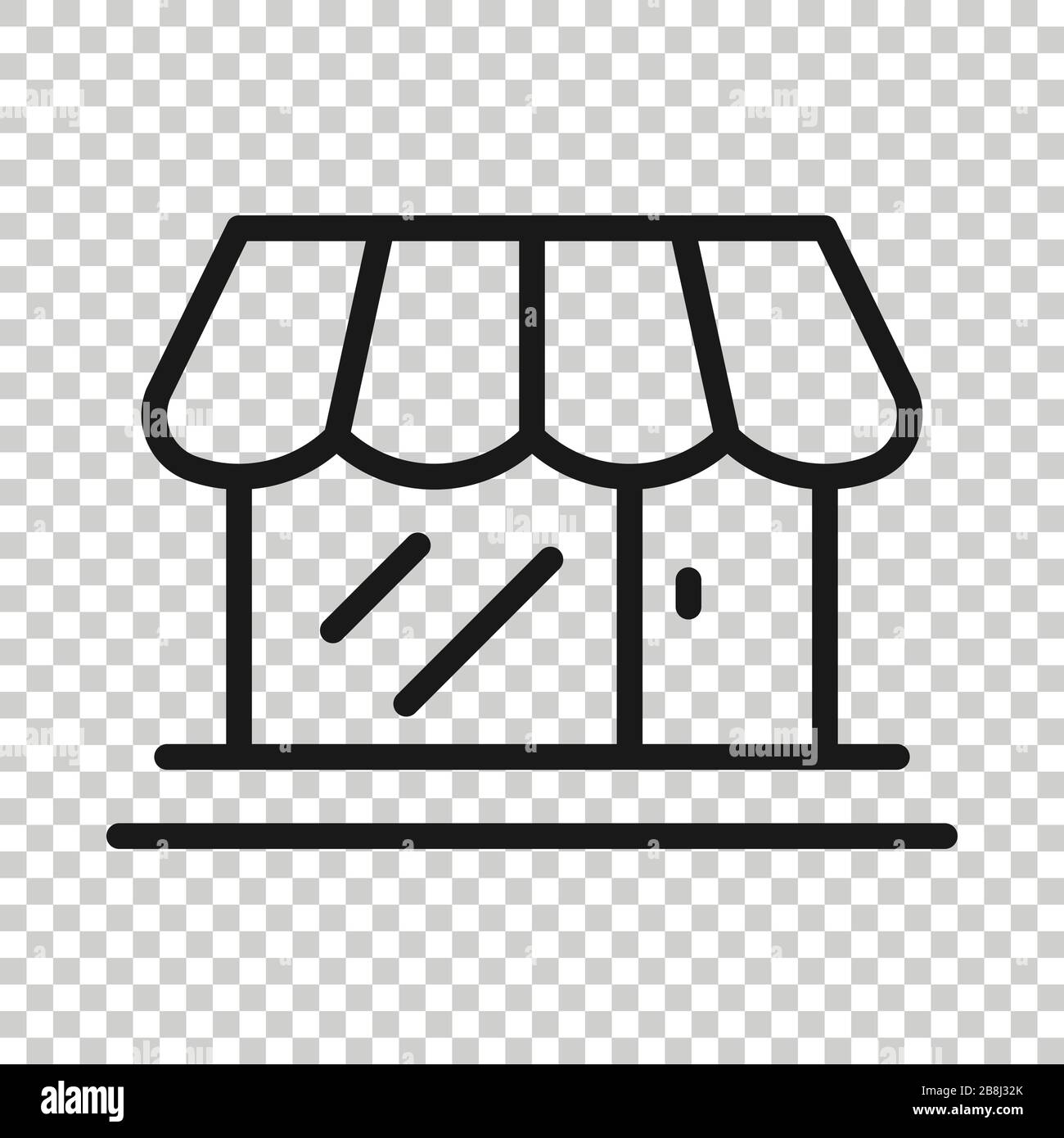 Icona del centro commerciale in stile appartamento. Store illustrazione vettoriale bianco su sfondo isolato. Negozio di concetto di business. Illustrazione Vettoriale