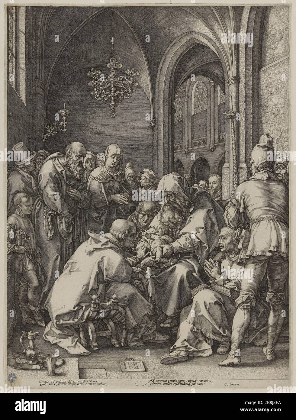 Circoncisione (Bartsch 18) Hendrik Goltzius (1561-1641). "La Circoncision (Bartsch 18)". Burin. 1594. Musée des Beaux-Arts de la Ville de Paris, Petit Palais. Foto Stock