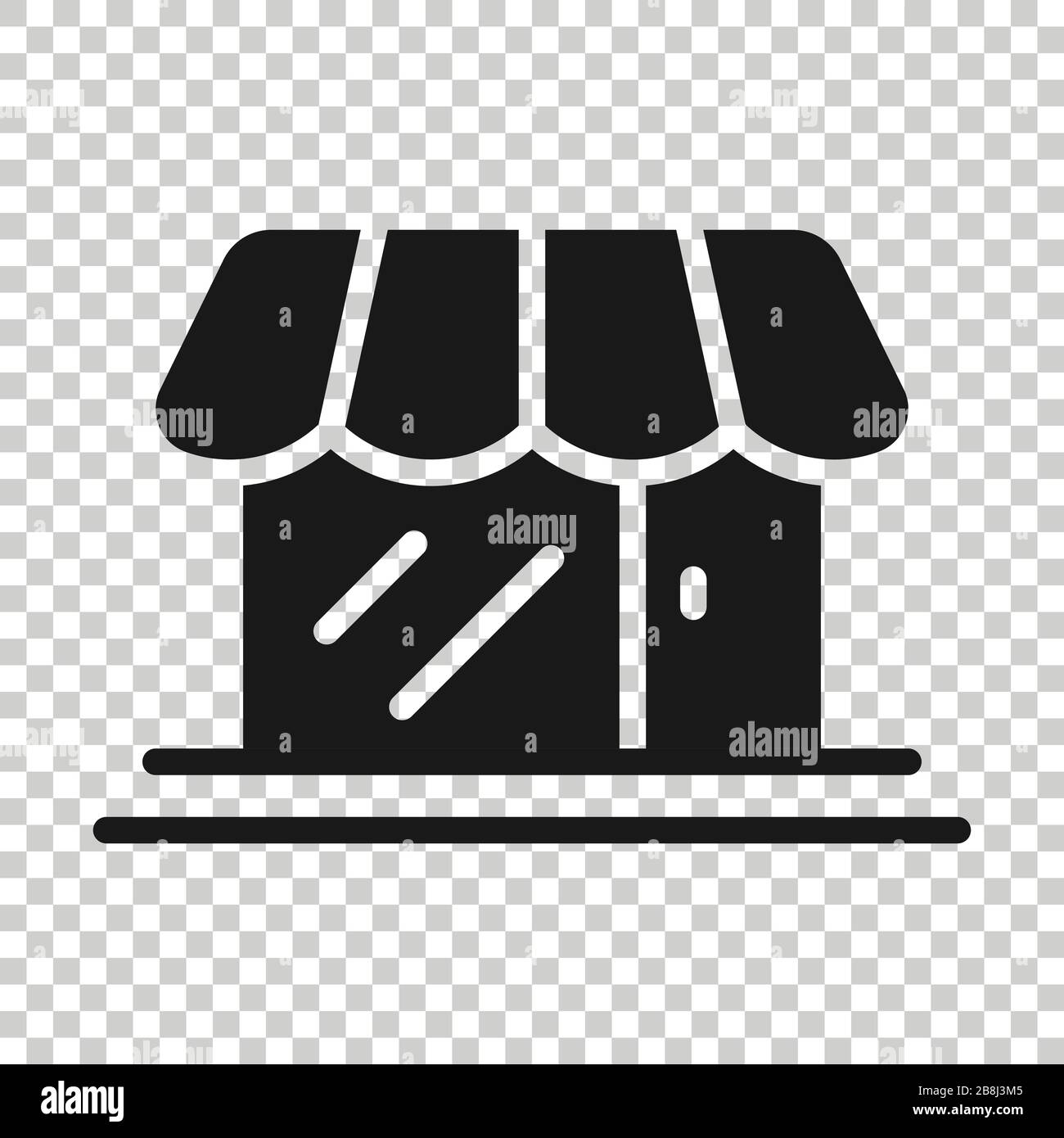 Icona del centro commerciale in stile appartamento. Store illustrazione vettoriale bianco su sfondo isolato. Negozio di concetto di business. Illustrazione Vettoriale