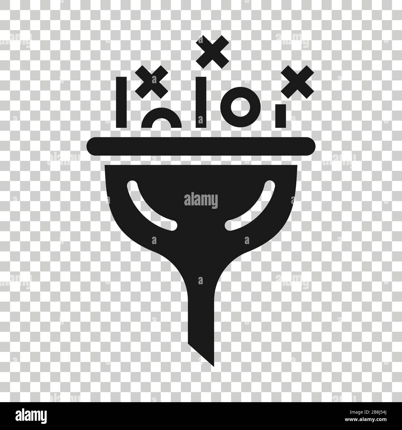 Icona del filtro in stile appartamento. Imbuto illustrazione vettoriale bianco su sfondo isolato. Cono di chimica il concetto di business. Illustrazione Vettoriale