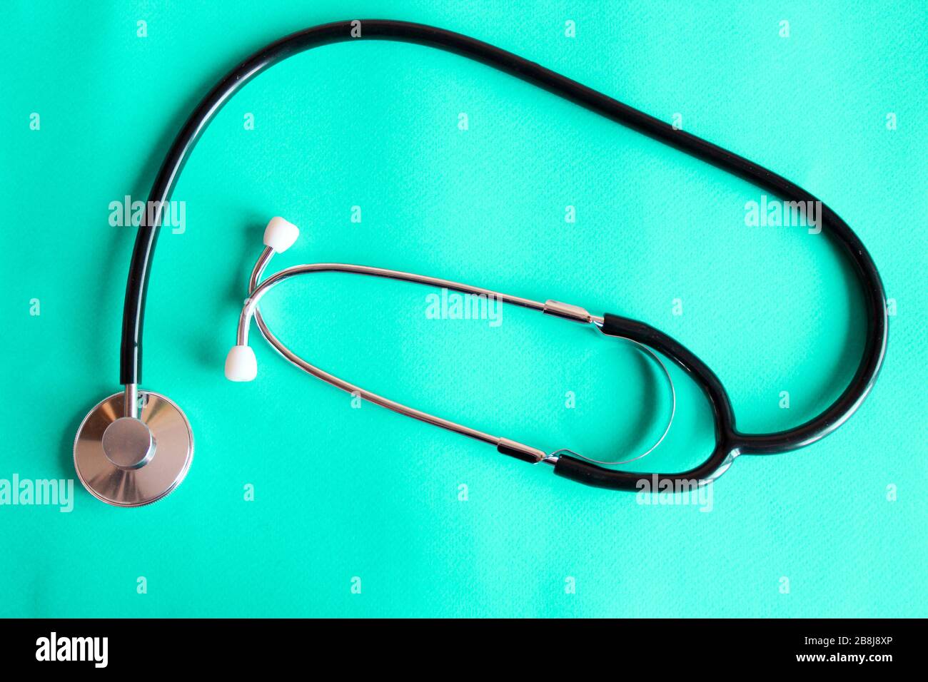 Stetoscopio medico, stetoscopio nero, Assistenza sanitaria e medicina Foto Stock
