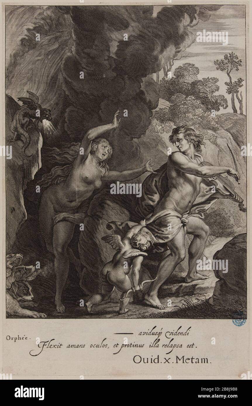 Tempio Table of Muses Orfeo (Dutuit P. 36, le Blanc 142.) Cornelis II Bloemaert, dit le Jeune (1603-1692). Tableau du Temple des Muses : Orphée (Dutuit p. 36, le Blanc 142). Burin, 1655. Musée des Beaux-Arts de la Ville de Paris, Petit Palais. Foto Stock