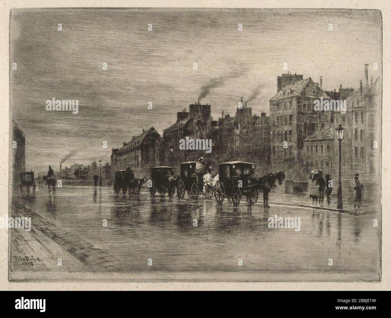 La carrozza Félix-Hilaire Buhot (1847-1898). "Les Fiacres". Musée des Beaux-Arts de la Ville de Paris, Petit Palais. Foto Stock