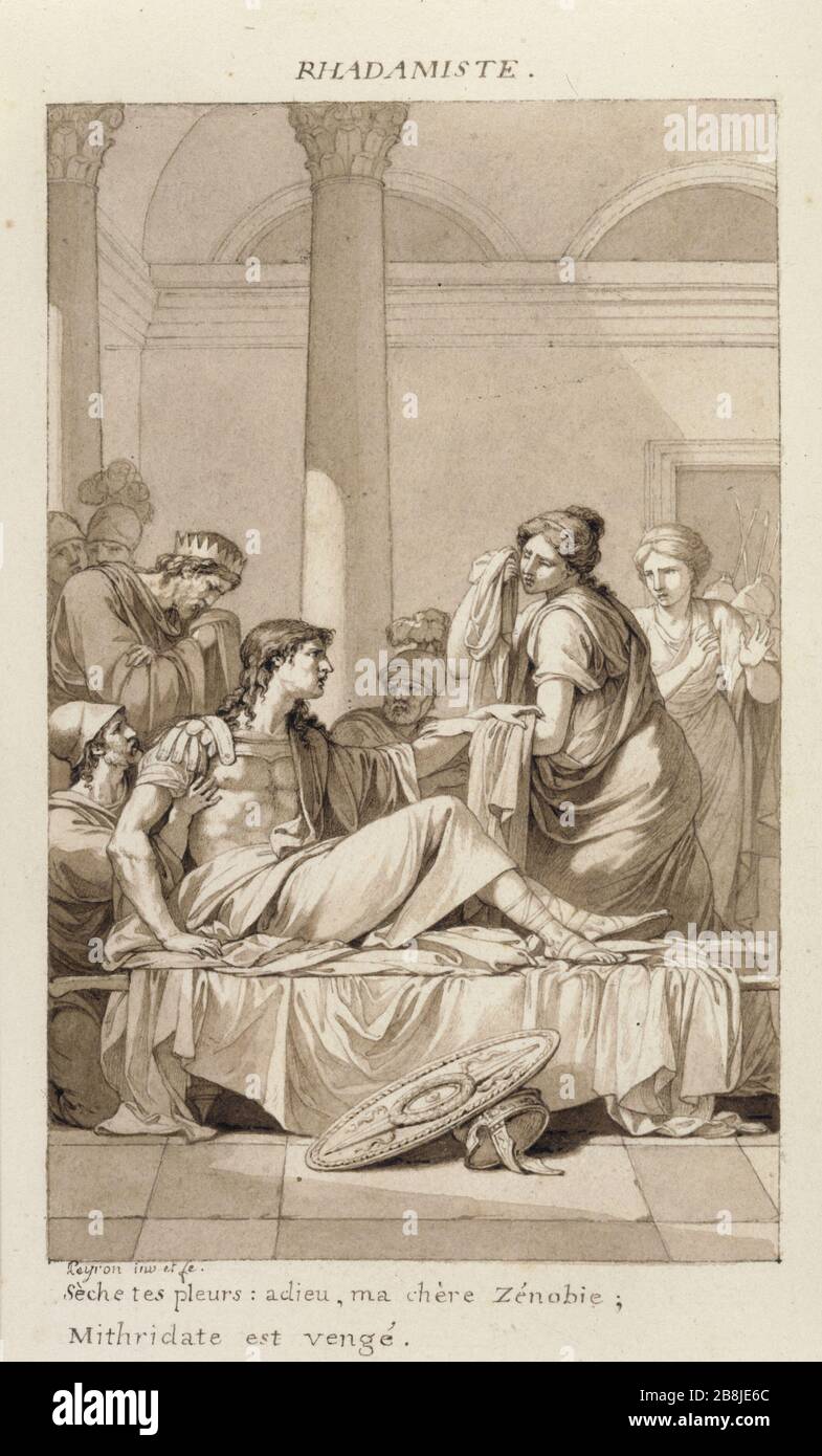 RHADAMISTE Jean-François-Pierre Peyron. « Rhadamiste: Volume i, pag. 245 des oeuvres de Prosper Crébillon (Avant 1798) ». Dessin. Musée des Beaux-Arts de la Ville de Paris, Petit Palais. Foto Stock