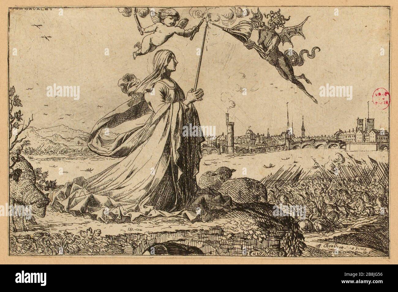 Sainte Genevieve in preghiera per la città di Parigi (titolo fittizio) Foto Stock