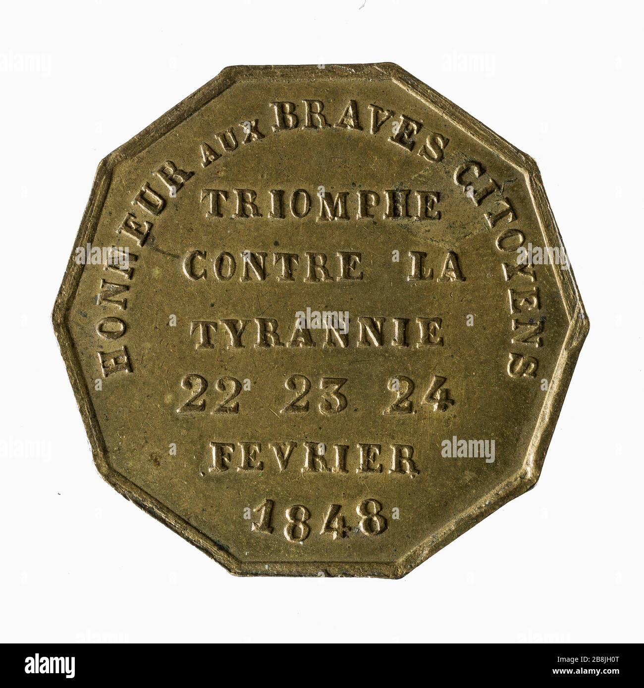 Cittadini onorari, rivoluzione del 1848, 22 al 24 febbraio 1848 (titolo fittizio) Médaille 'Honneur aux citoyens, révolution de 1848', 22 au 24 février 1848. Laiton. 1848. Parigi, musée Carnavalet. Foto Stock Cittadini onorari, rivoluzione del 1848, 22 al 24 febbraio 1848 (titolo fittizio) Médaille 'Honneur aux citoyens, révolution de 1848', 22 au 24 février 1848. Laiton. 1848. Parigi, musée Carnavalet. Foto Stock
