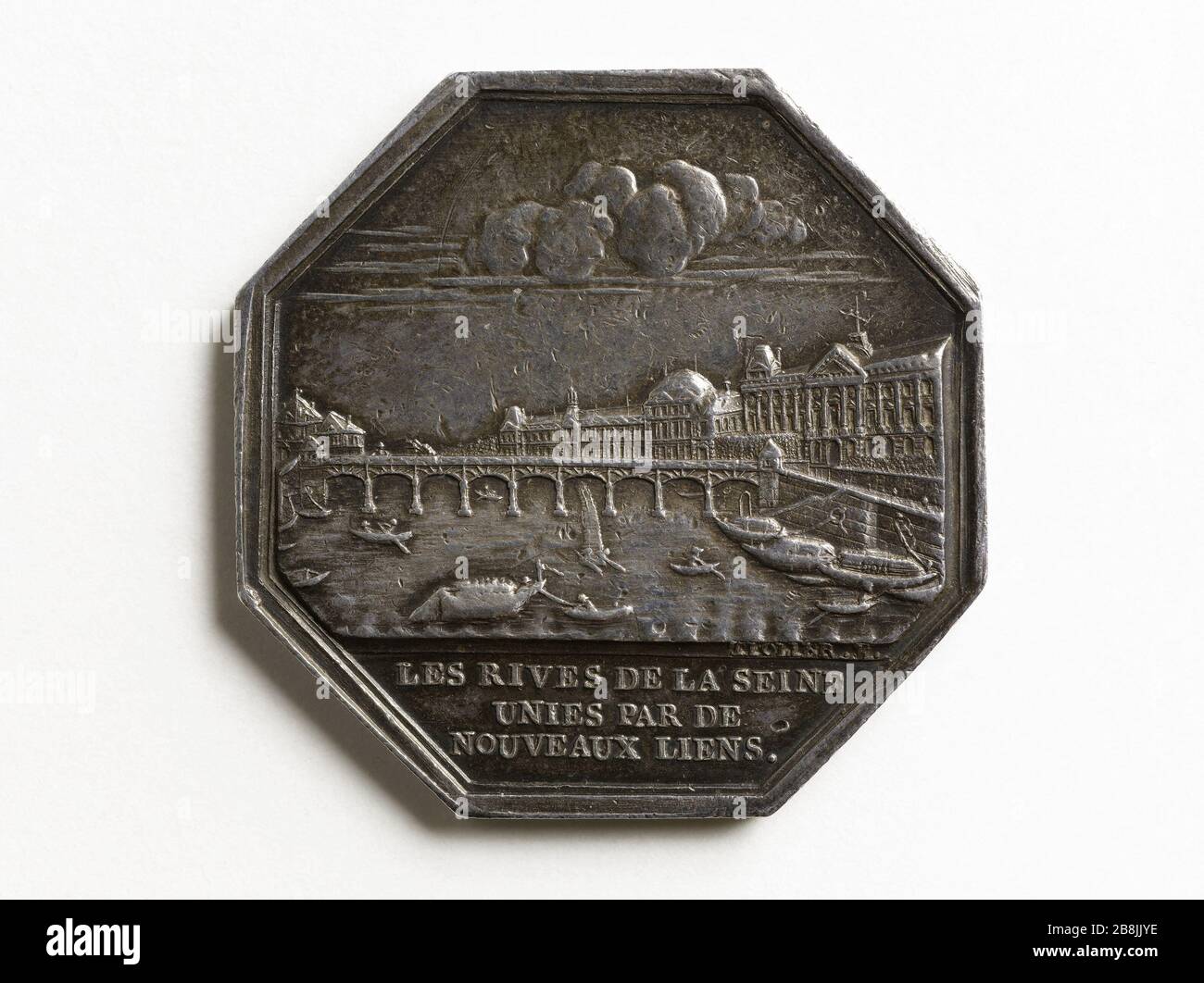 Token del Consiglio di Amministrazione dell'Associazione per la costruzione di tre ponti di ferro sulla Senna a Parigi Jeton du Conseil d'Administration de l'Association pour la construction des trois ponts en fer sur la Seine à Paris. Parigi, musée Carnavalet. Foto Stock